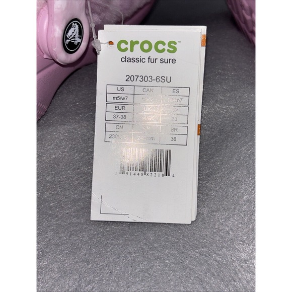 Crocs Classic Fur Sure Lined Clogs  Pink and White 207303 Women's  7 Men's 5 NWT - Picture 13 of 15